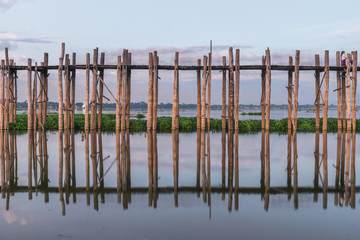 U Bein Bridge, wood structure bridge near Mandalay, peaceful and beautiful site, Myanmar