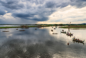 U Bein Bridge, wood structure bridge near Mandalay, peaceful and beautiful site, Myanmar