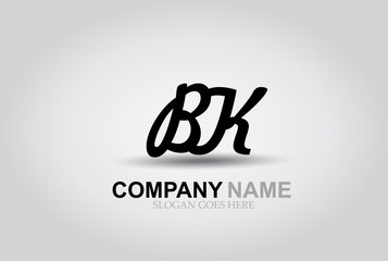 Vector Hand Drawn Letter BK  Style Alphabet Font.