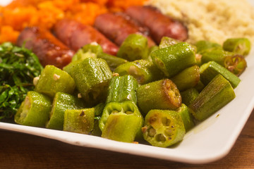 Cooked Okra Sliced