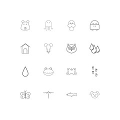 Animals linear thin icons set. Outlined simple vector icons