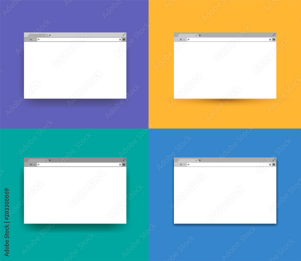 Aufkleber set of simple browser window, flat design. vector illustration. isolated on colorful background
