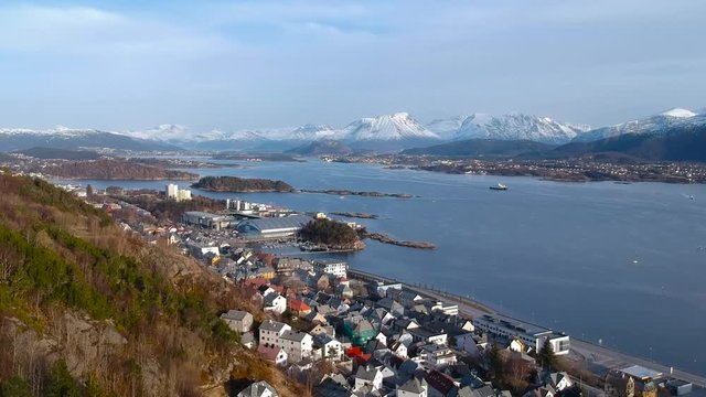 Beautiful Alesund town on the coastline of Norway