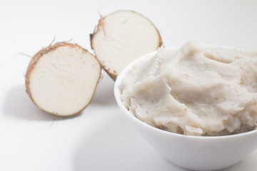 Mashed Yam, Inhame, Cara. Colocasia esculenta puree