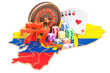 Casino and gambling industry in Ecuador concept, 3D rendering
