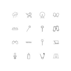 Baby, Kid And Newborn linear thin icons set. Outlined simple vector icons