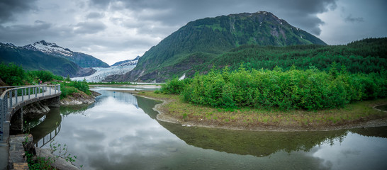 scenery around mendenhall glacier park in juneau alaska