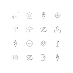 Maps And Navigation linear thin icons set. Outlined simple vector icons