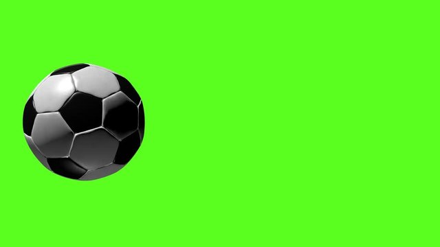 Football 3D Animations of Soccer Flying Ball on Green Chroma Key.