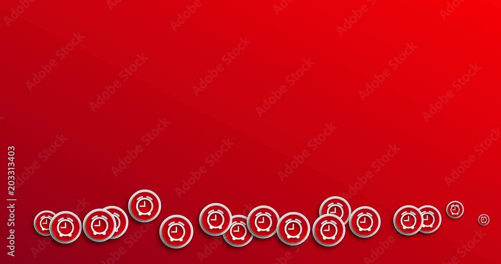 Poster animation modern abstract alarm clock icons motion background.
