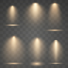 Set Vector Spotlights. Scene. Light  transparent effects.