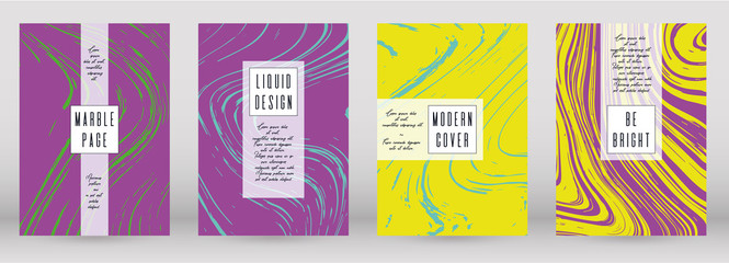 Modern Marble Cover Design for your Business with Abstract Lines. Futuristic Poster, Flyer, Layout with Liquid Pattern for Branding, Identity, Annual Report. Vector minimalistic brochure. Luxury.