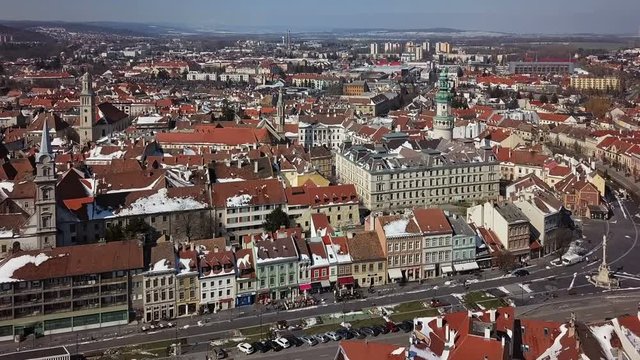 Aerial panorama of old town Sopron, Hungary