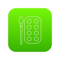 Paint brush palette icon green vector isolated on white background