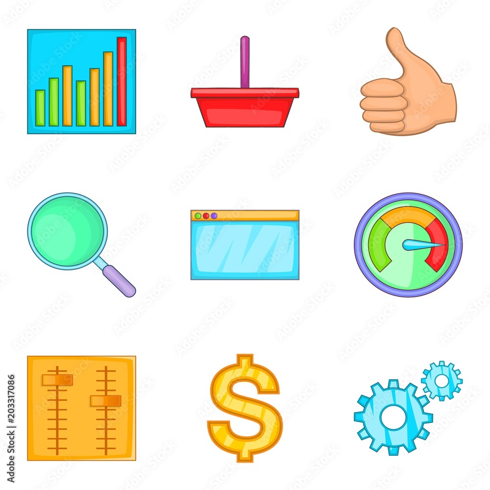 Poster great effort icons set. cartoon set of 9 great effort vector icons for web isolated on white backgro