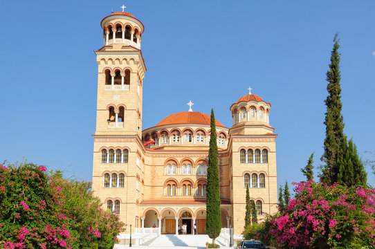 The imposing Church of Saint Nectarios near Kontos - Aegina Island, Greece