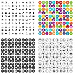 100 team work icons set vector in 4 variant for any web design isolated on white