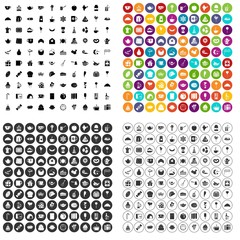 100 tea party icons set vector in 4 variant for any web design isolated on white