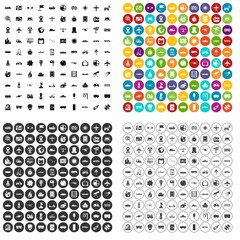 100 technology icons set vector in 4 variant for any web design isolated on white