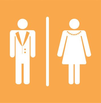 toilet Sign, Fitting room sign flat icon illustration, retro lady and gentleman symbol