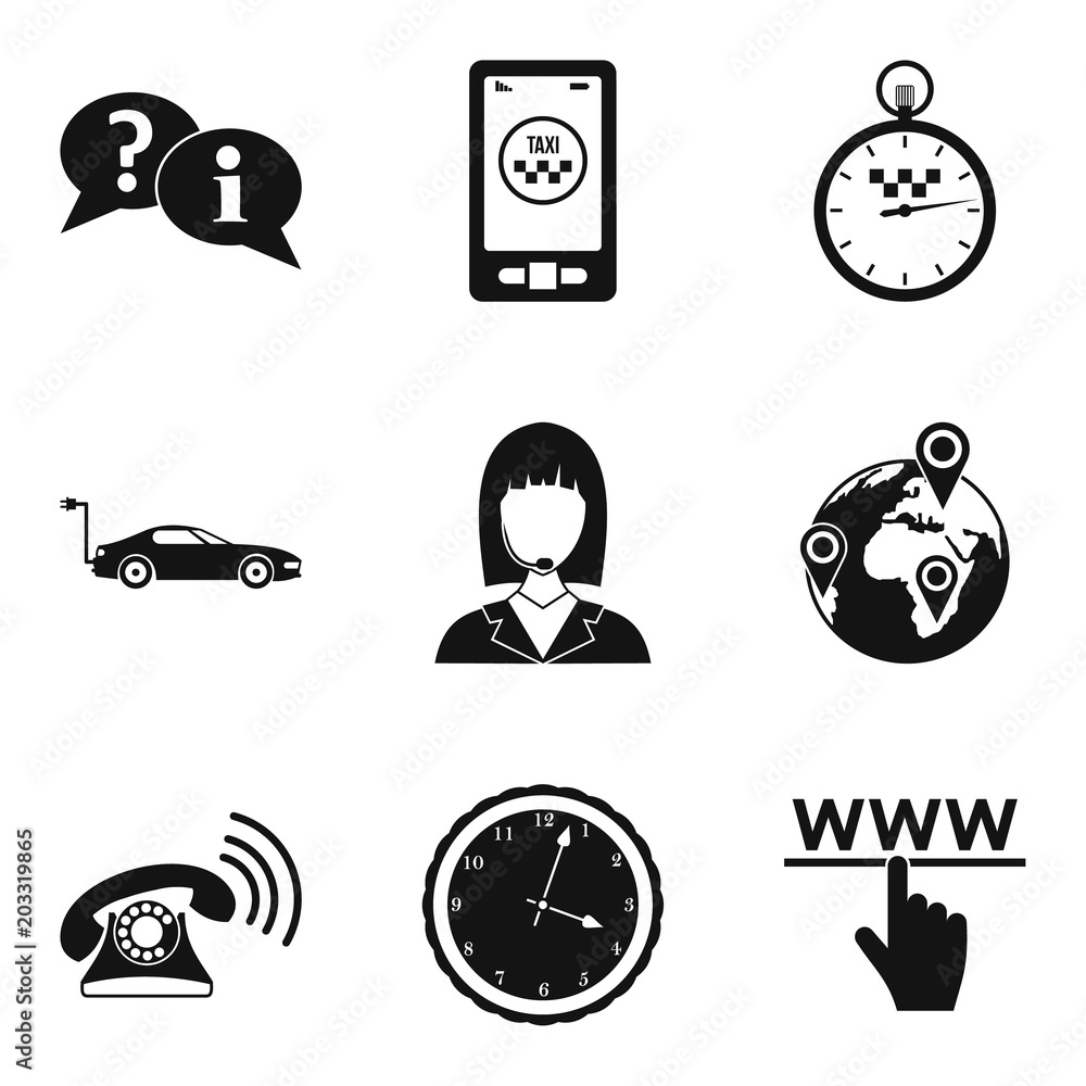 Poster business hours icons set. simple set of 9 business hours vector icons for web isolated on white back