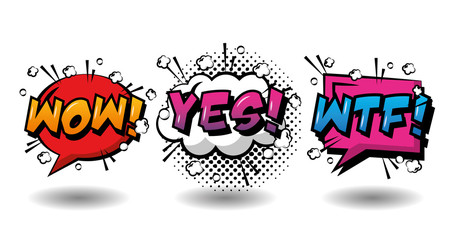 comic pop art speech bubbles colored effects retro design