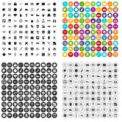 100 time icons set vector in 4 variant for any web design isolated on white