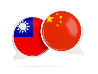 Chat bubbles with flags of China and Taiwan