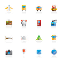 Travel, trip and transportation icons - vector icon set
