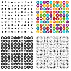 100 trade exhibition icons set vector in 4 variant for any web design isolated on white