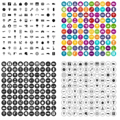 100 traffic icons set vector in 4 variant for any web design isolated on white