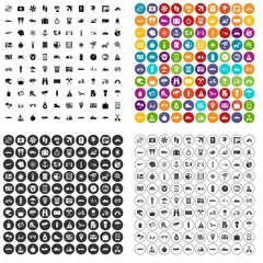 100 travel icons set vector in 4 variant for any web design isolated on white