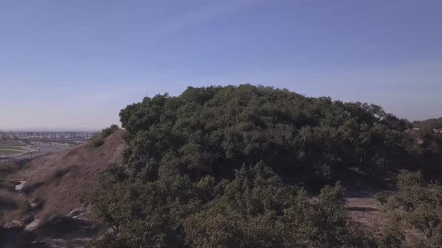 Fly over orchard hills farm drone