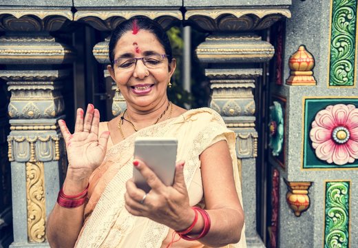 Indian People Using Mobile Phone