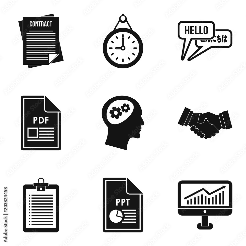Poster classified document icons set. simple set of 9 classified document vector icons for web isolated on 