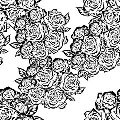 seamless monochrome pattern of flowers for greeting cards, background, price tags