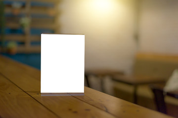 Table tent on wooden table