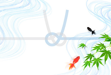 Naklejka premium 金魚 のし紙 夏 背景 