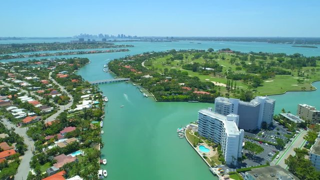 Aerial drone video tour La Gorce Island Miami Beach