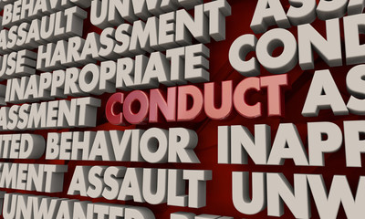 Conduct Behavior Assault Harassment Word Collage 3d Illustration