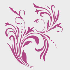 Decorative Pattern Plant Leaves Flowers. Vector