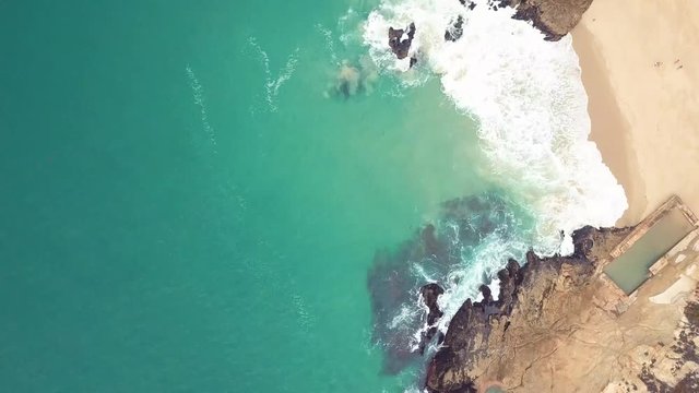 Laguna Beach coastline natural pools drone shot