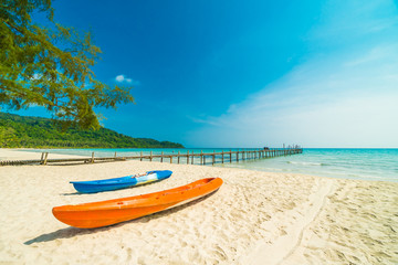Fototapeta na wymiar Beautiful nature tropical beach and sea with coconut palm tree on paradise island