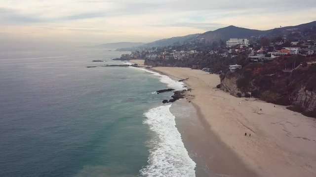 Laguna Beach Coast California drone aerial ascending