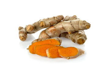 fresh turmeric (curcuma) isolated on white.