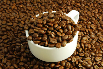 Cup full of coffee beans