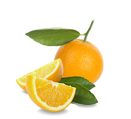 Orange fruit. Orang slice isolate on white. With clipping path.