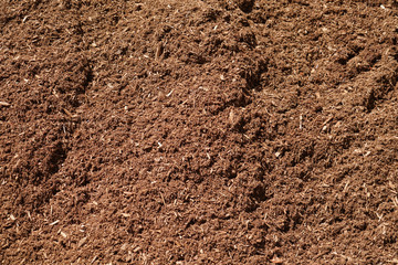 high angle view of mulch background in garden