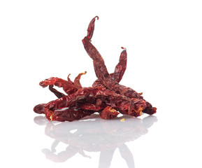 dried chillies isolated on white background