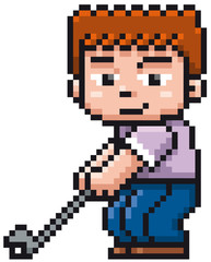 Fototapeta premium Vector illustration of Cartoon Golf player - Pixel design